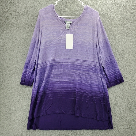 Catherines Sweaters - Catherines Women's Plus Size 1X Pointelle Ombre Pullover Sweater Purple